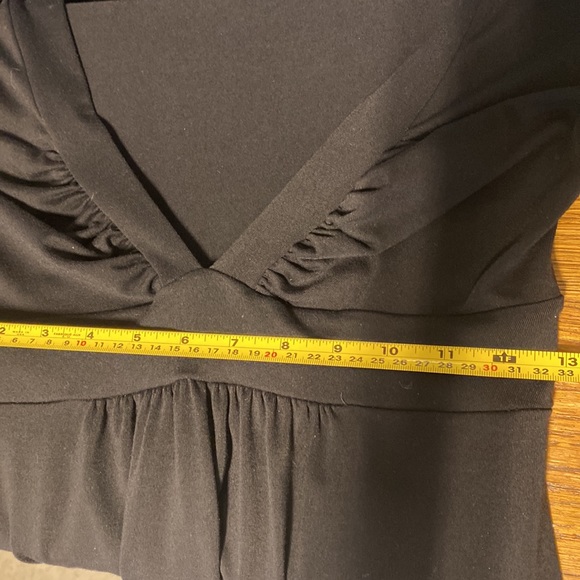 Susana Monaco Black Plunging neckline black stretch dress 3/4 length sleeves - Picture 7 of 8